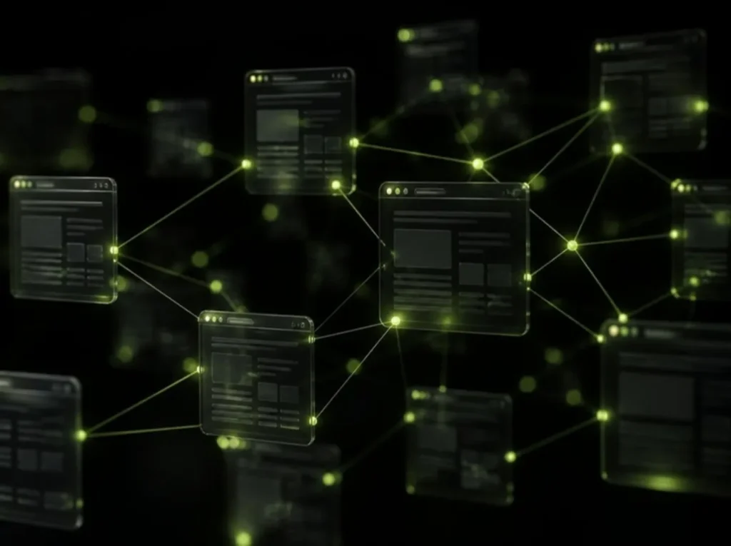 Connected web pages illustrating backlink building and link building for SEO